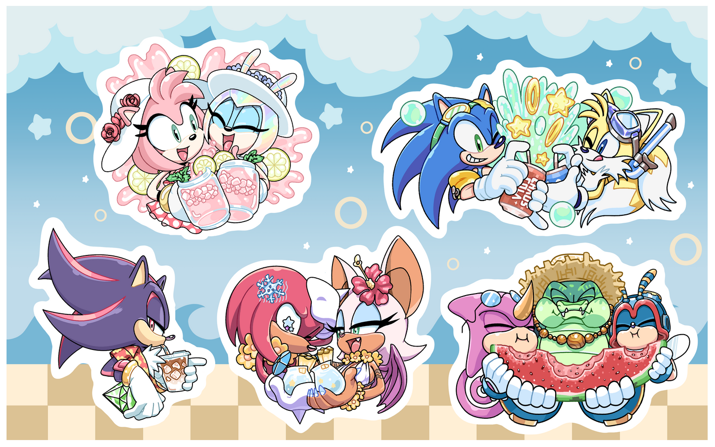 Sonic Summer Stickers Set